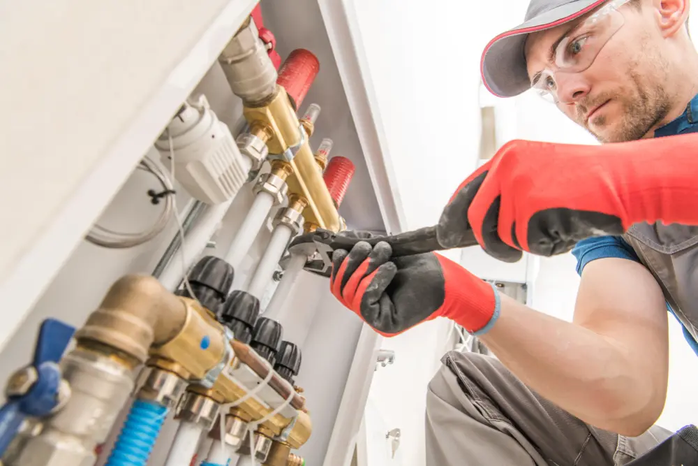 Certified plumber providing plumbing services in a residential home in Redbridge, ON