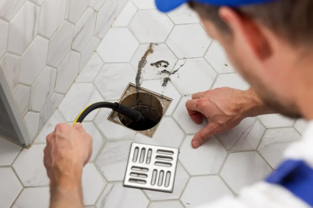 Plumber inspecting a slow-draining sink, a common plumbing issue in Ontario homes